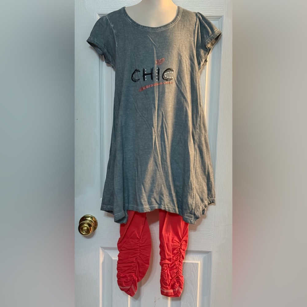 Blu by blu Tunic & Capris Grey Salmon CHIC Sz 14